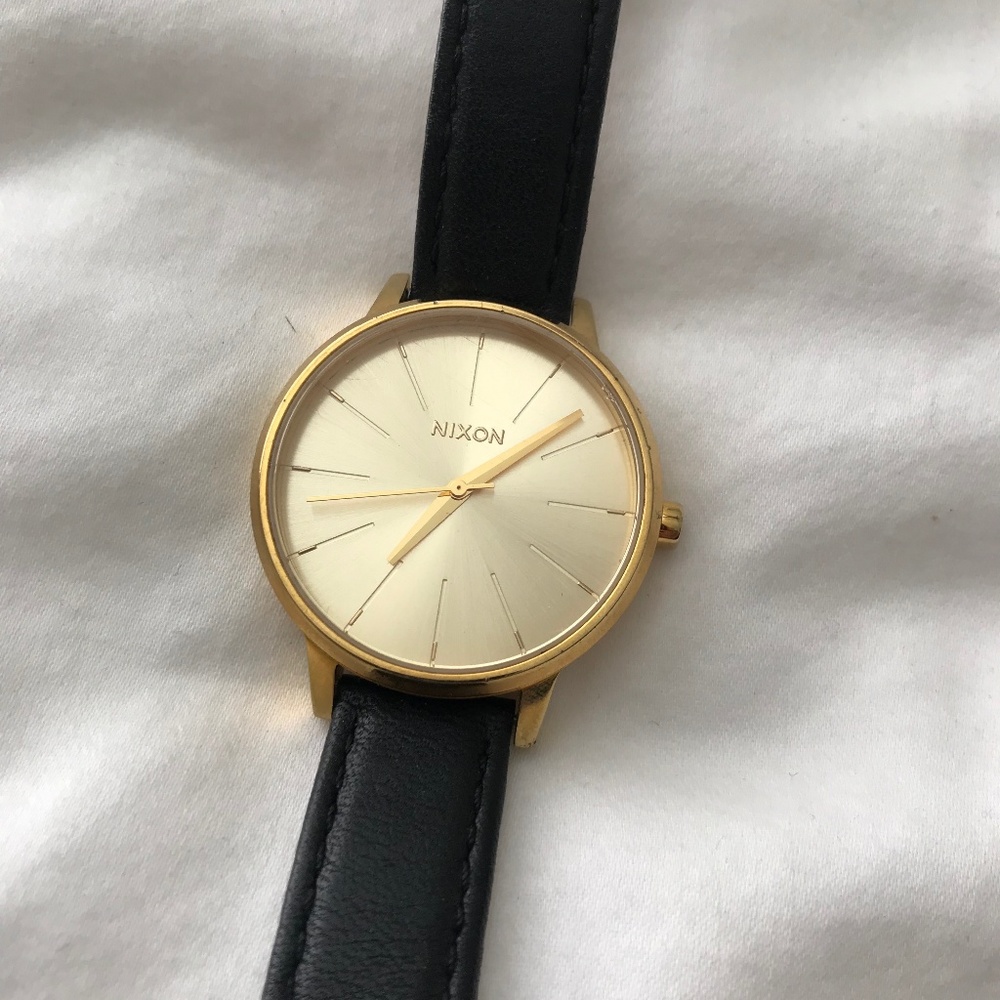 Nixon Kensington Gold Face Watch with Leather Band